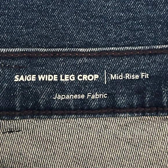 AG Adriano Goldschmied Saige Raw Hem Wide Leg Mid Rise Cotton Denim Jeans. - Picture 5 of 16